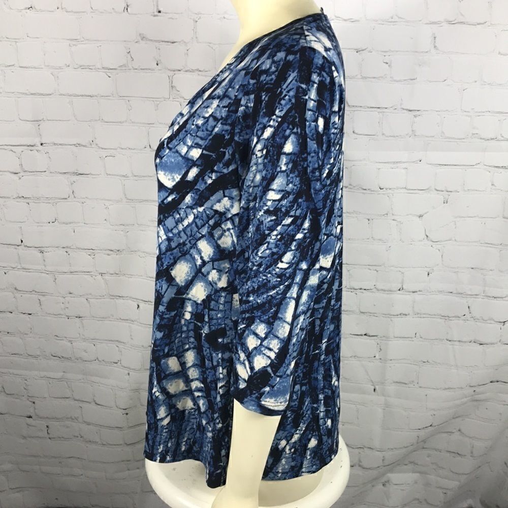 Susan Graver Blue White Top Jewels EUC Size Small - Picture 3 of 5
